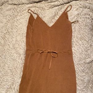 Tan MIDI Dress with drawstring waist